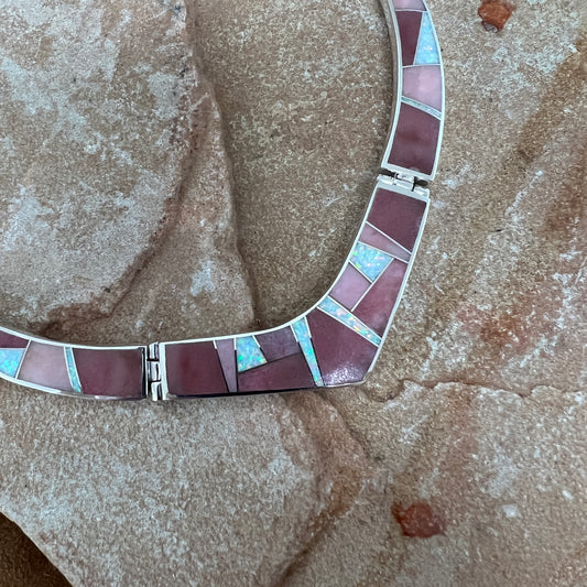 David Rosales Make Me Blush Inlaid Sterling Silver Necklace