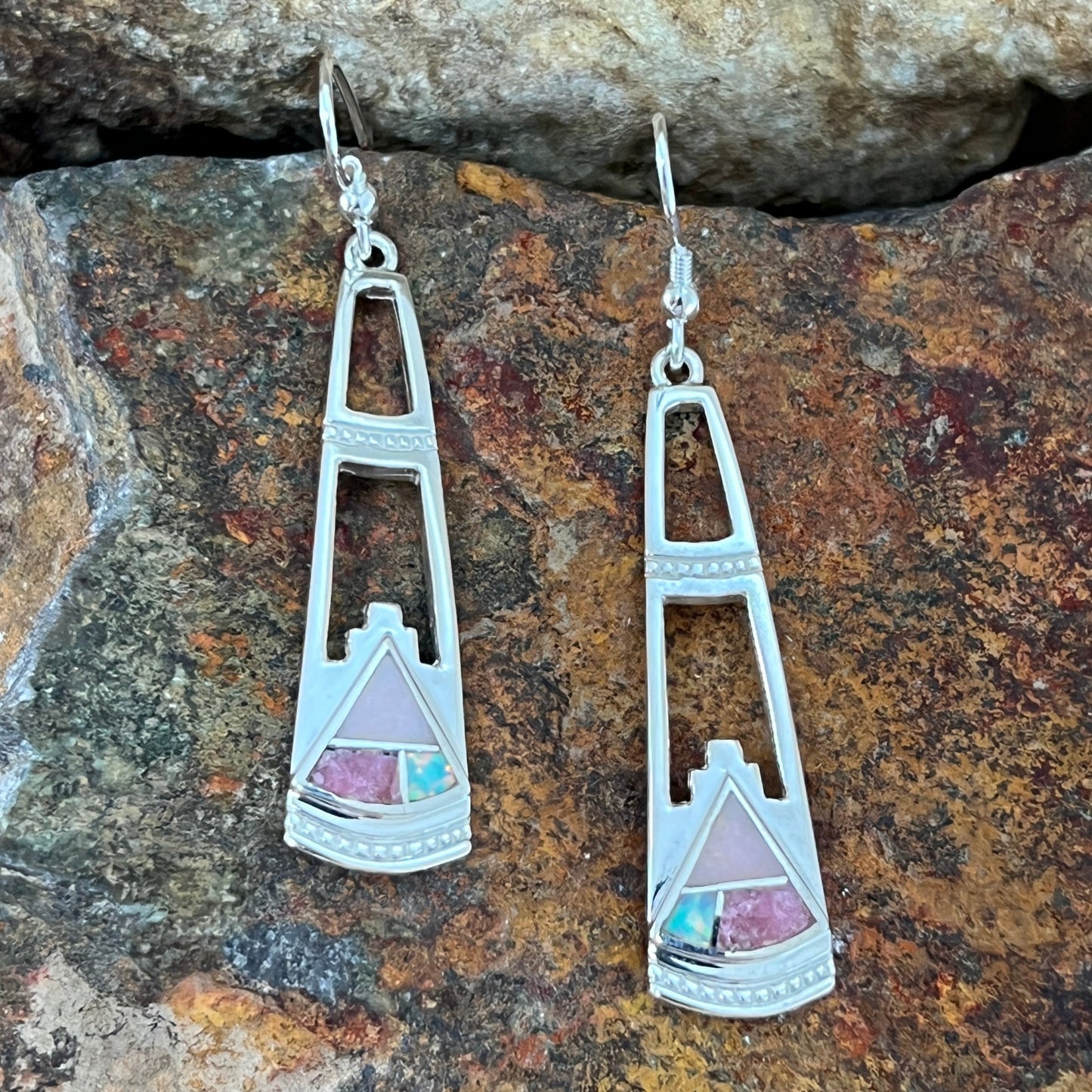 David Rosales Make Me Blush Inlaid Sterling Silver Earrings