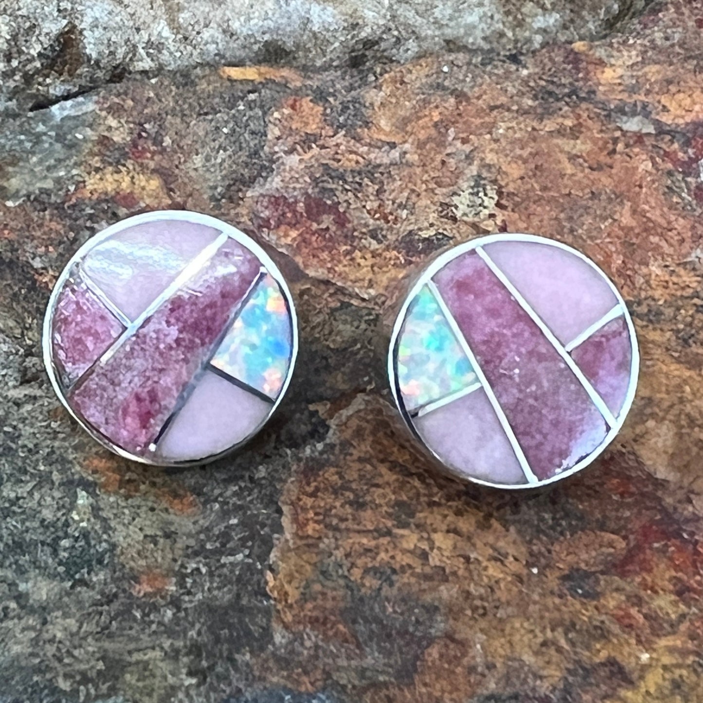 David Rosales Make Me Blush Inlaid Sterling Silver Earrings