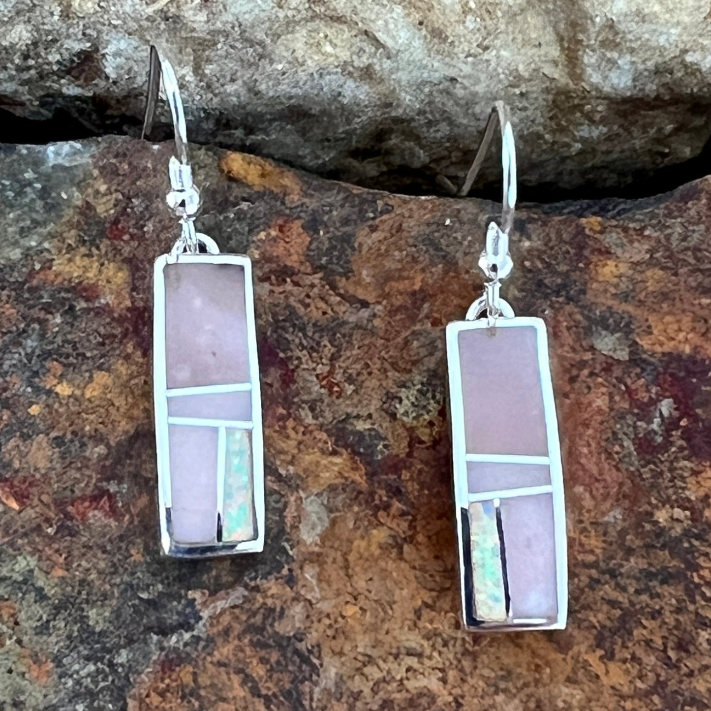 David Rosales Make Me Blush Inlaid Sterling Silver Earrings