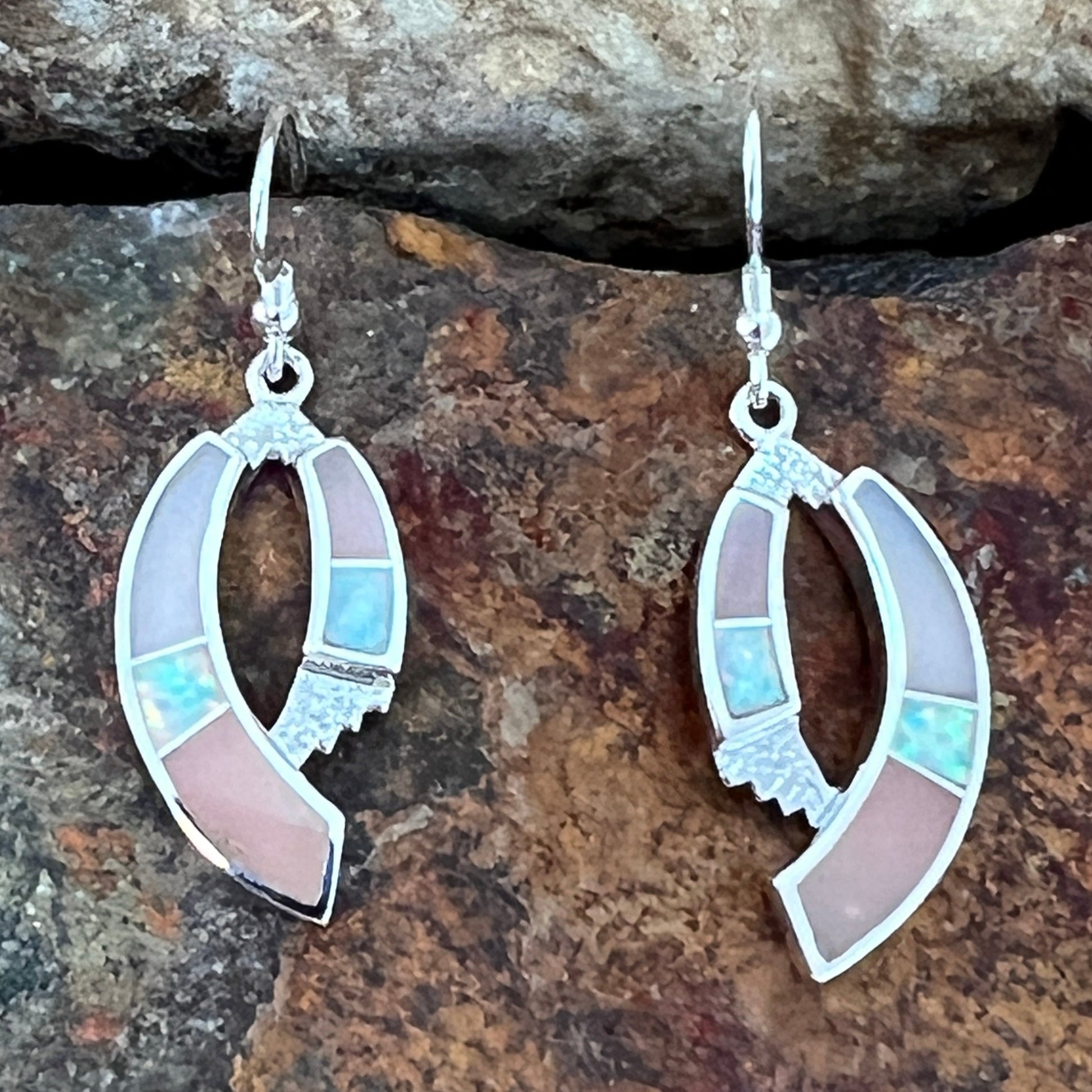 David Rosales Make Me Blush Inlaid Sterling Silver Earrings