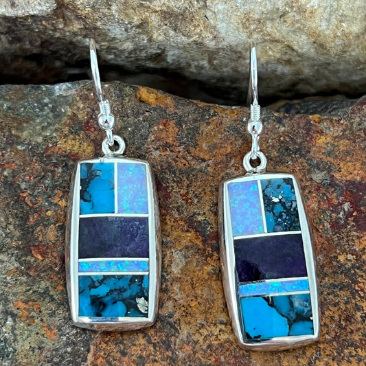 David Rosales Shalako Inlaid Sterling Silver Earrings