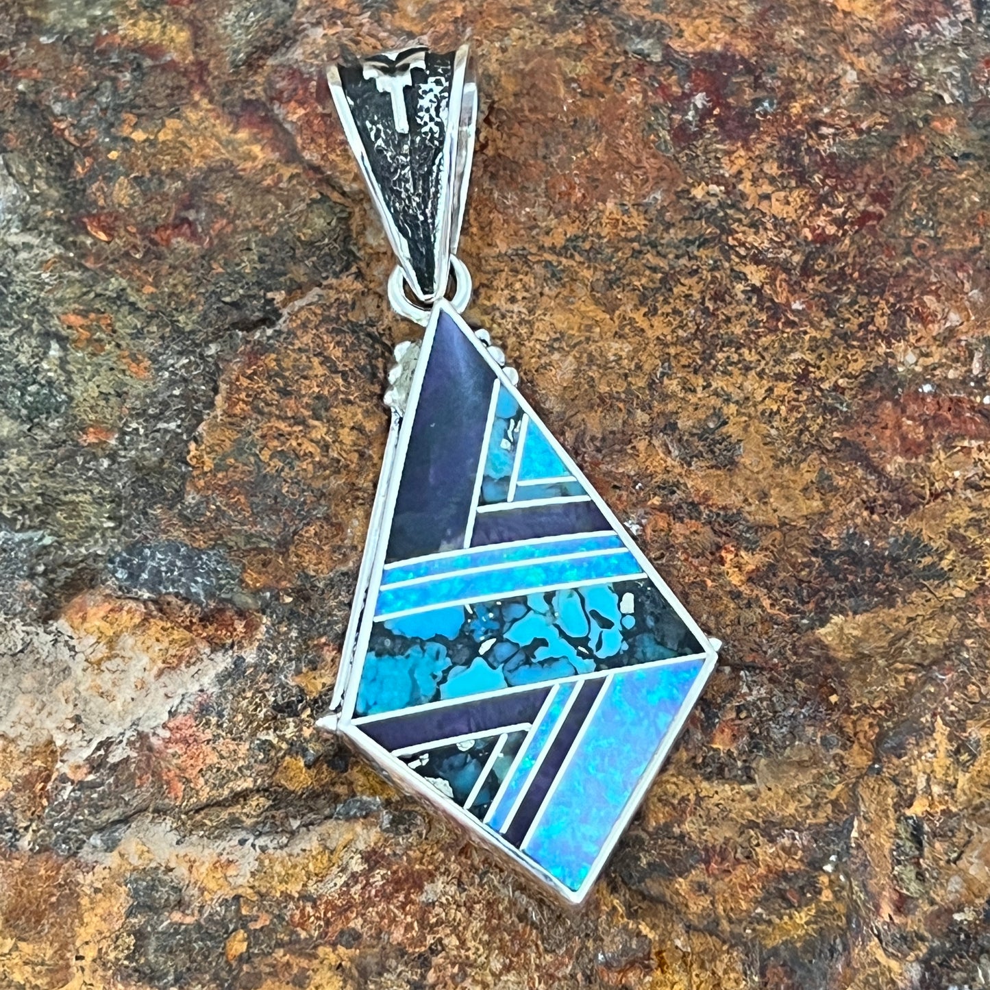 David Rosales Shalako Inlaid Sterling Silver Pendant