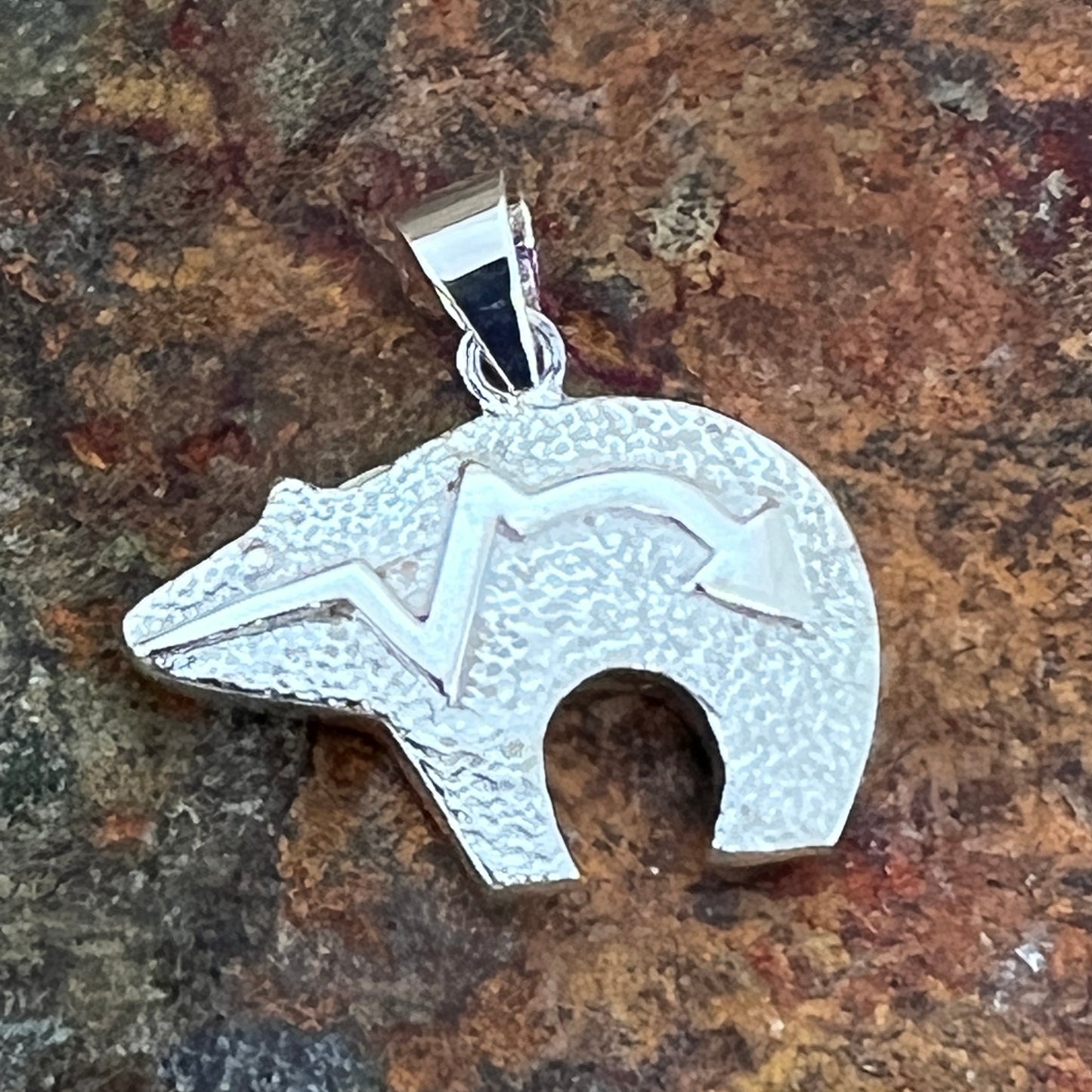 David Rosales Shalako Inlaid Sterling Silver Pendant Bear