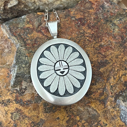 Vintage Hopi Overlay Silver Pendant Reversible by Eddison Wadsworth Soohafyah - Estate Jewelry