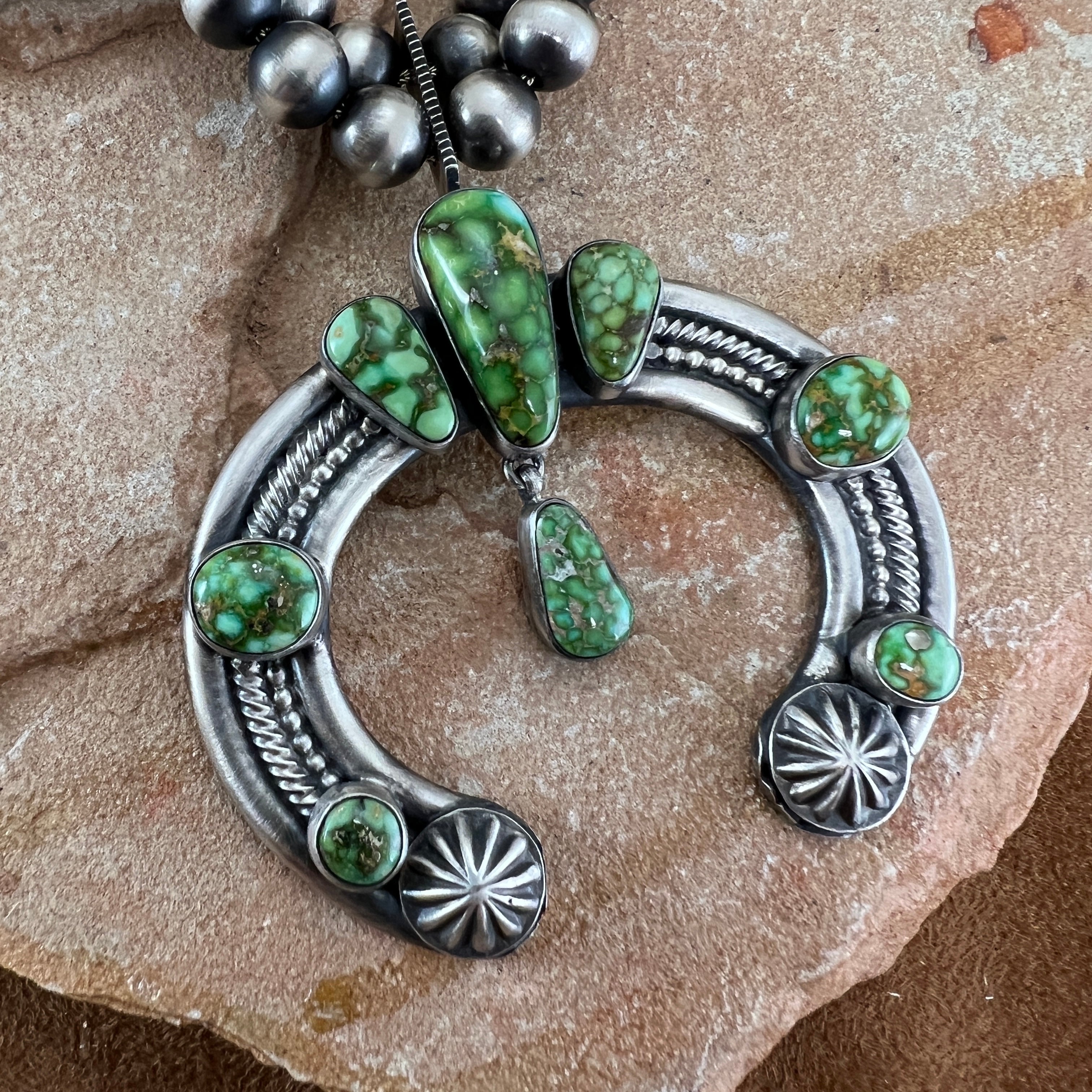 Navajo Multi Stone And Sterling Silver Squash Blossom Necklace Earring –  Amanda Radke