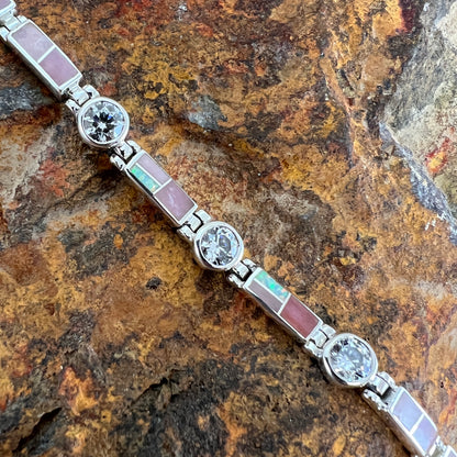 David Rosales Make Me Blush Inlaid Sterling Silver Link Bracelet