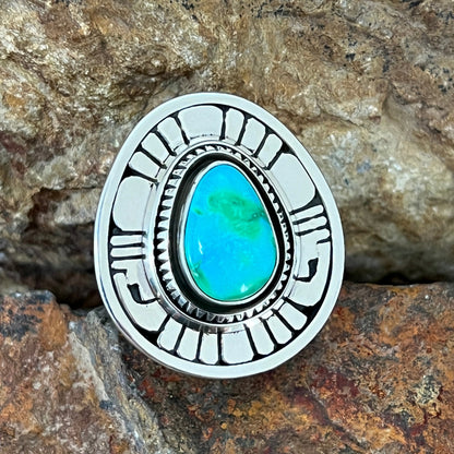 Sonoran Gold Turquoise Sterling Silver Ring by Leonard Nez Size 8