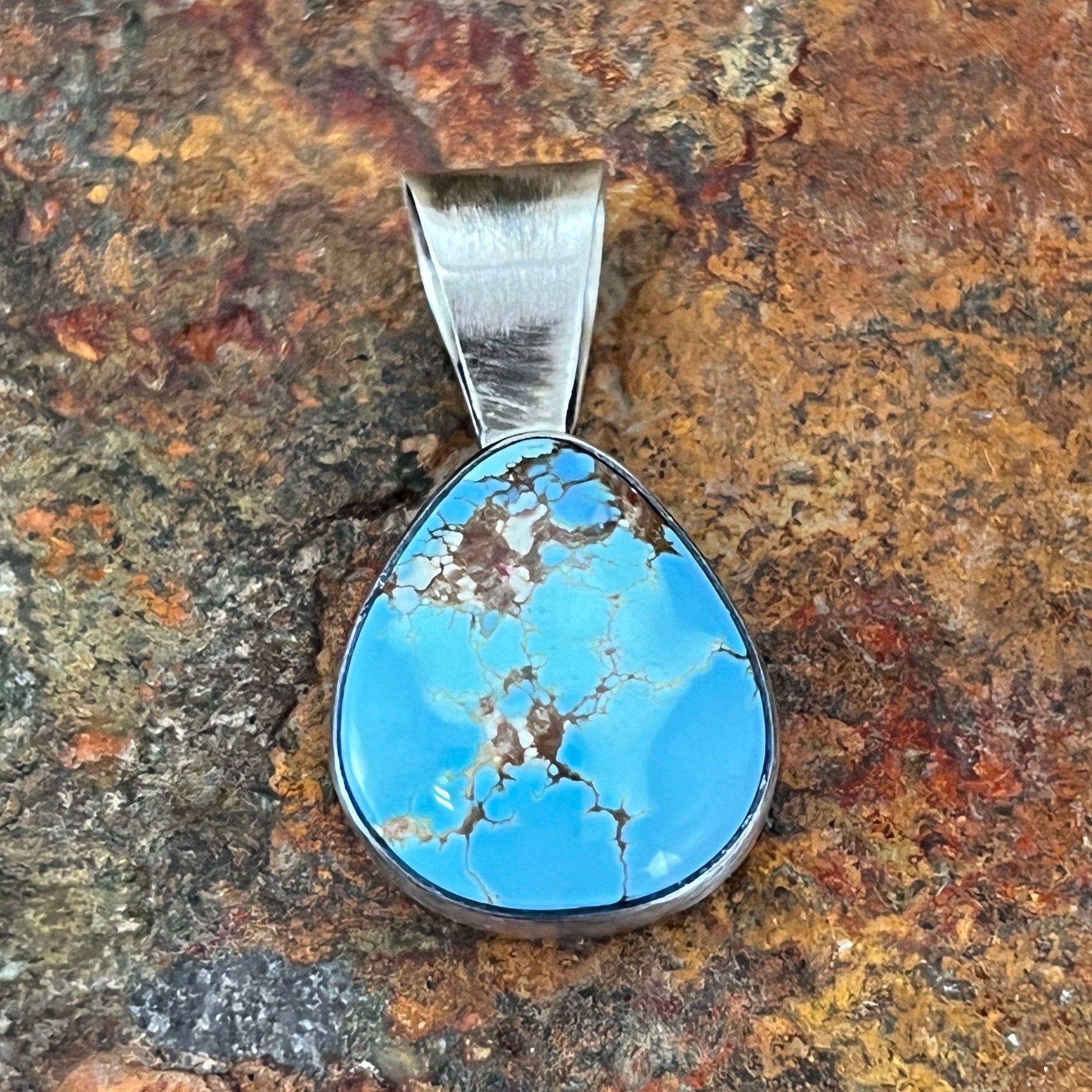 Golden Hill Turquoise Sterling Silver Pendant by Fred Guerro