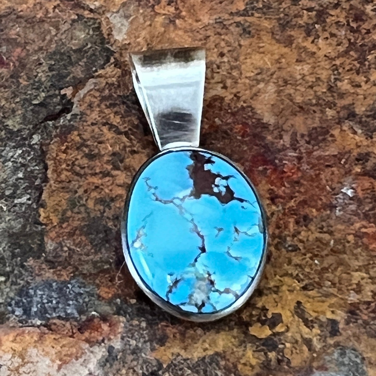 Golden Hill Turquoise Sterling Silver Pendant by Fred Guerro