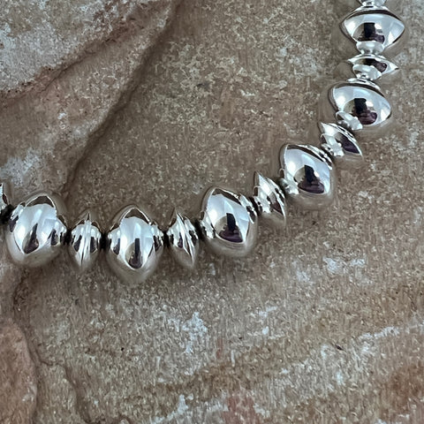 Vintage Sterling Silver Pillow Bead Necklace 24, Saucer Shape, Native  American Indian Jewelry