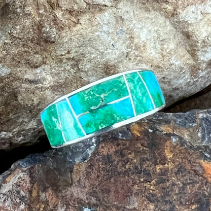 David Rosales Sonoran Gold Turquoise Inlaid Sterling Silver Ring