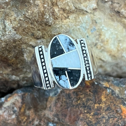 David Rosales White Buffalo Inlaid Sterling Silver Ring