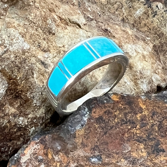 David Rosales Arizona Blue Inlaid Sterling Silver Ring