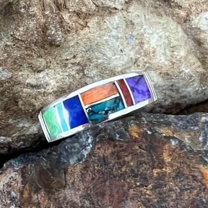 David Rosales Indian Summer Inlaid Sterling Silver Ring