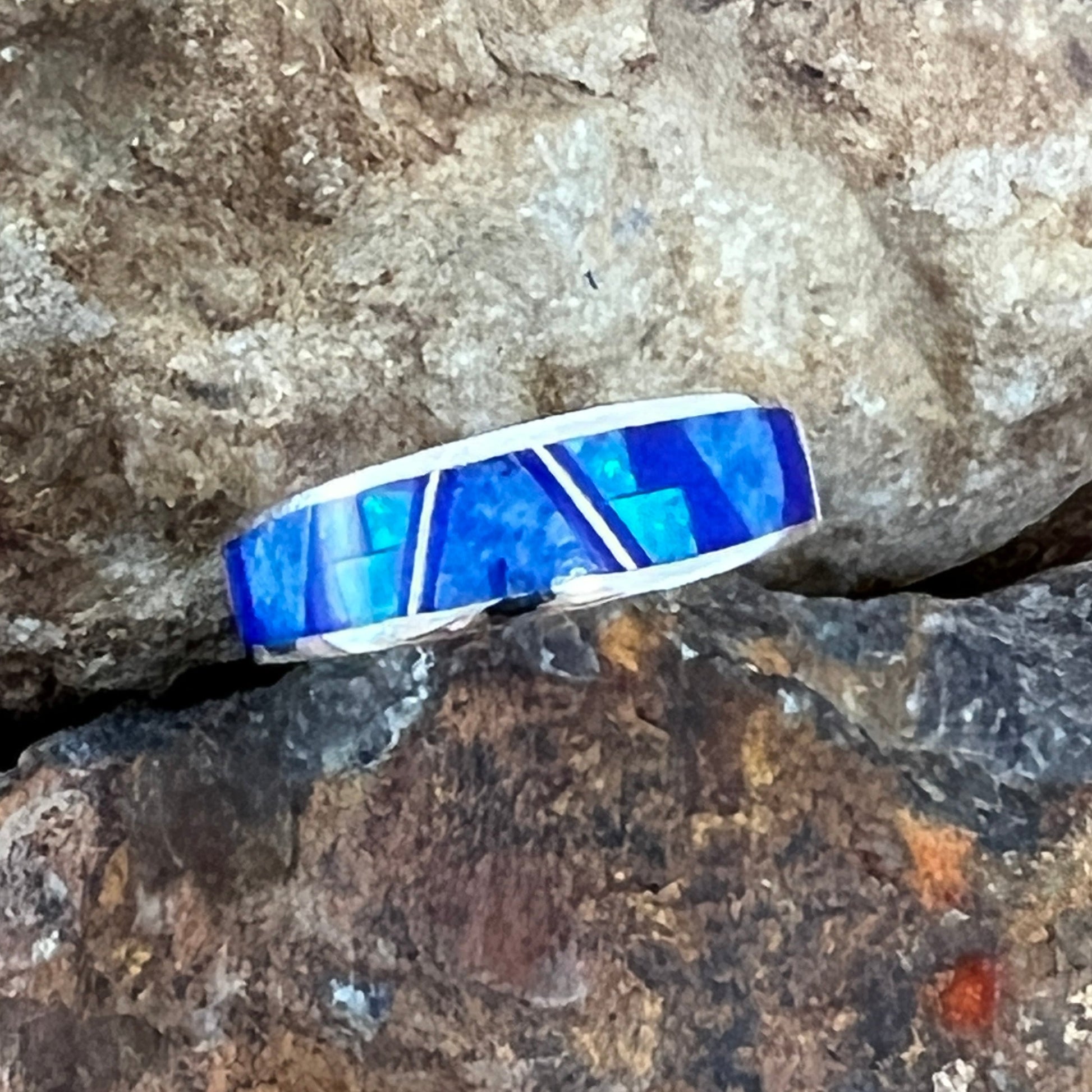 David Rosales Blue Sky Inlaid Sterling Silver Ring