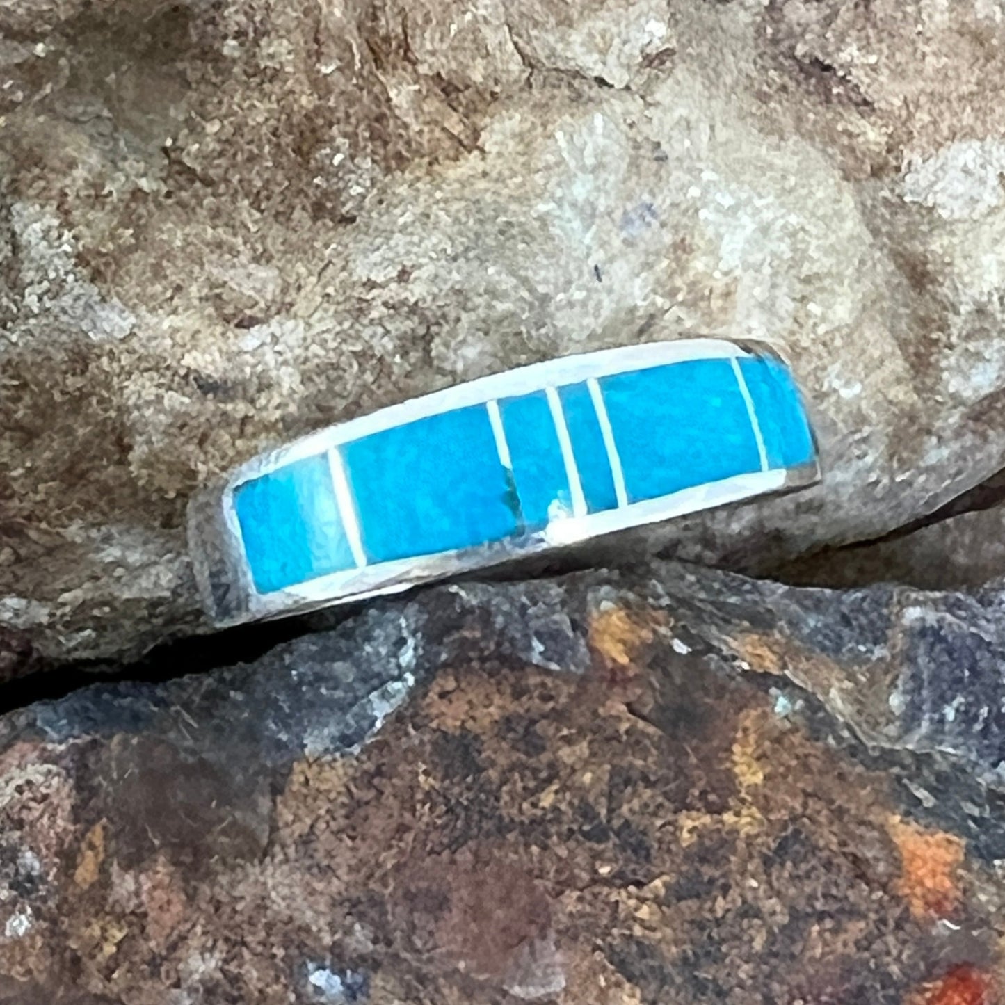 David Rosales Arizona Blue Inlaid Sterling Silver Ring