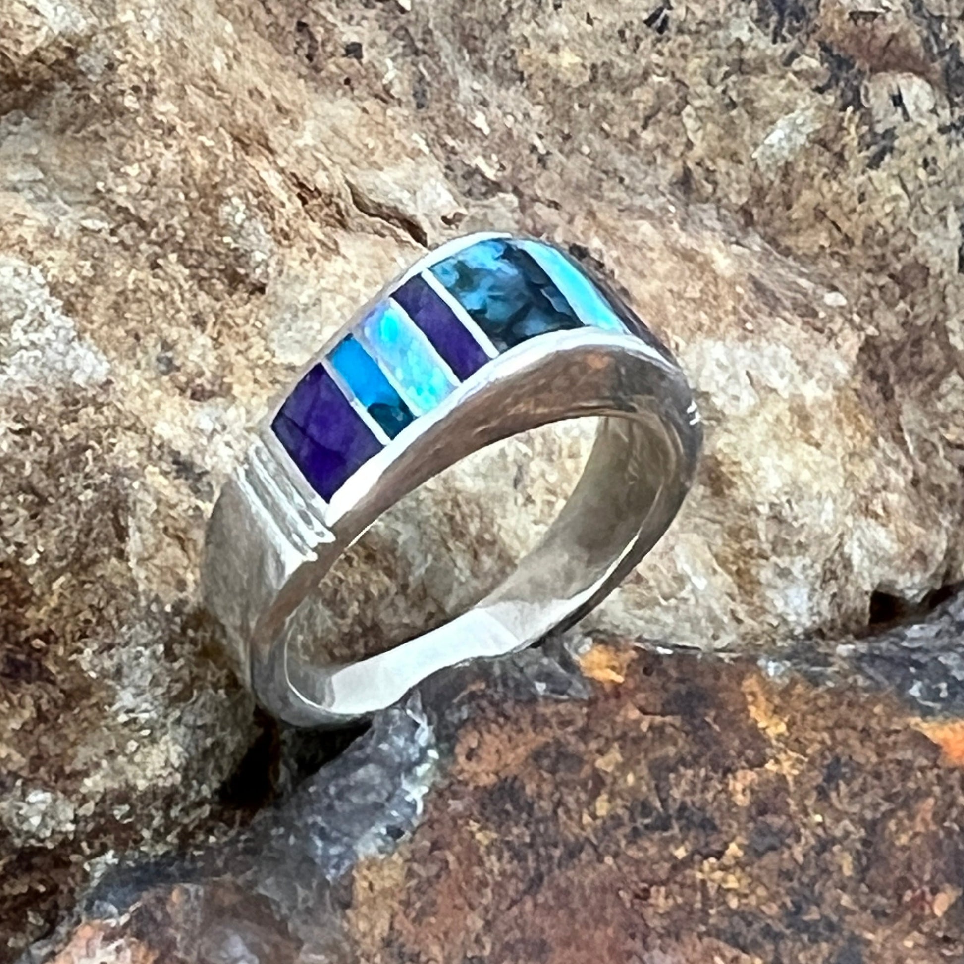 David Rosales Shalako Inlaid Sterling Silver Ring