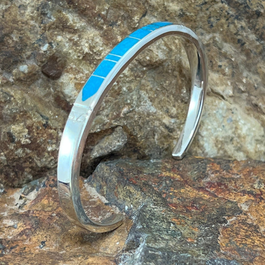 David Rosales Arizona Blue Inlaid Sterling Silver Bracelet