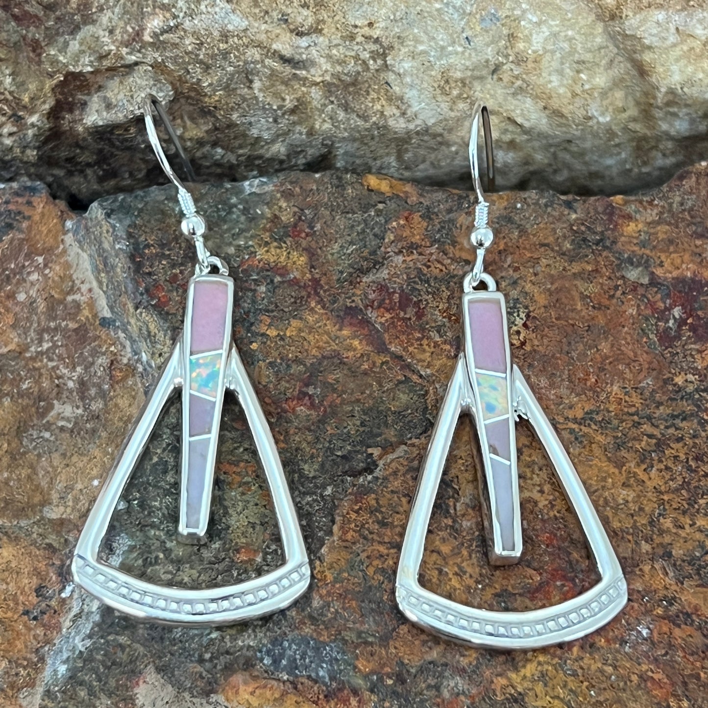 David Rosales Make Me Blush Inlaid Sterling Silver Earrings