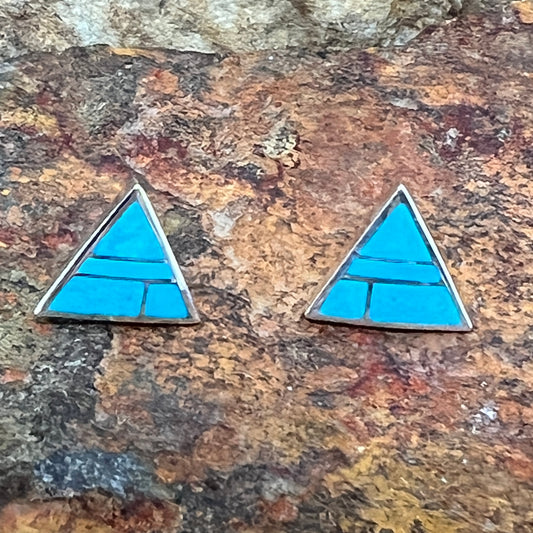 David Rosales Arizona Blue Inlaid Sterling Silver Earrings