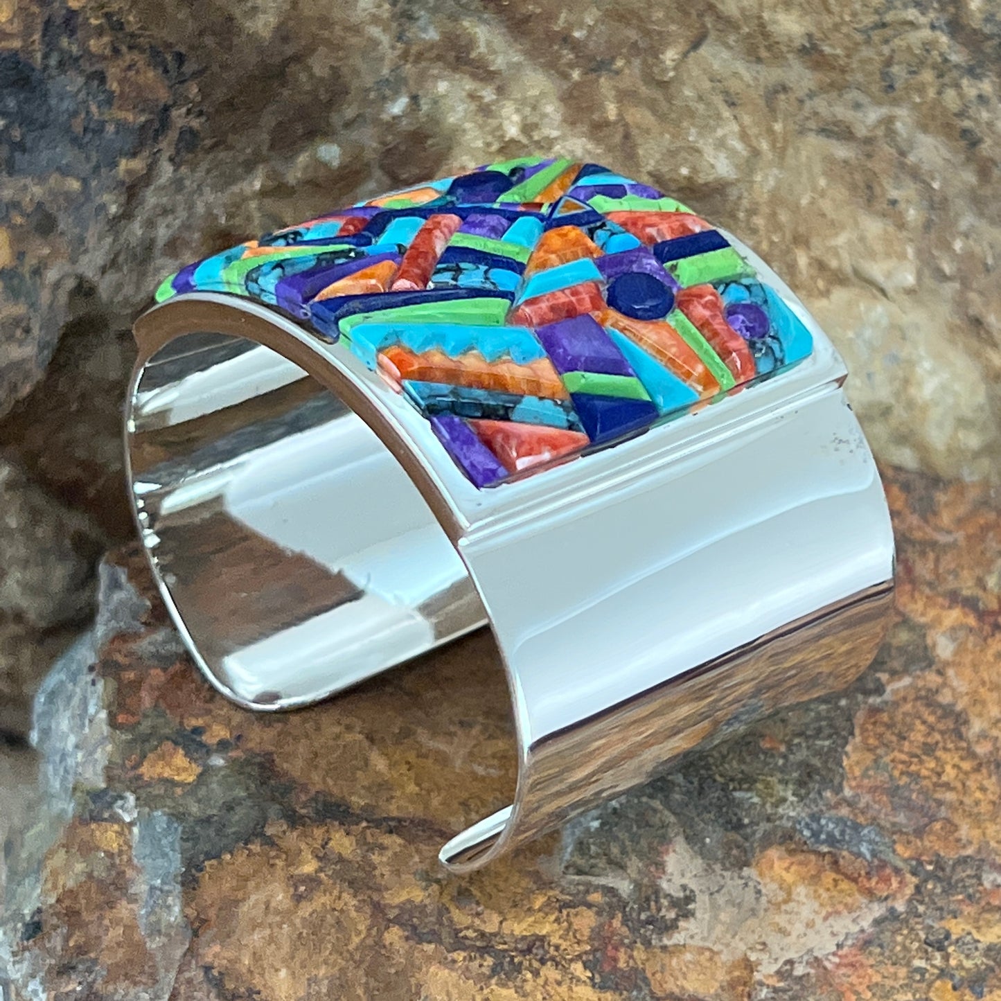 David Rosales Indian Summer Cobble Inlaid Sterling Silver Bracelet