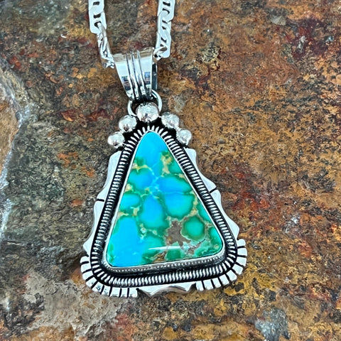 Sonoran Gold Turquoise Sterling Silver Pendant by Wil Denetdale