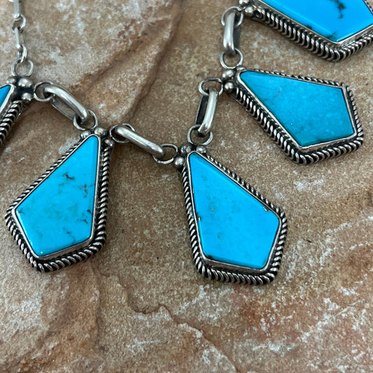 Vintage 16" Turquoise Multi Stone Sterling Silver Necklace by Kay Yazzie - Estate Jewelry