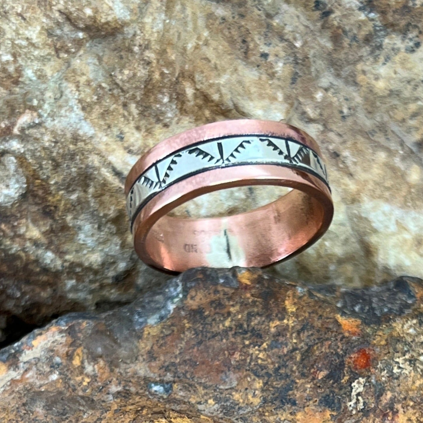 Silver and Copper Mokumi Gane Ring with Silver Lining - Di Shimell Studio |  Silver and Mokumi Gane Jewellery