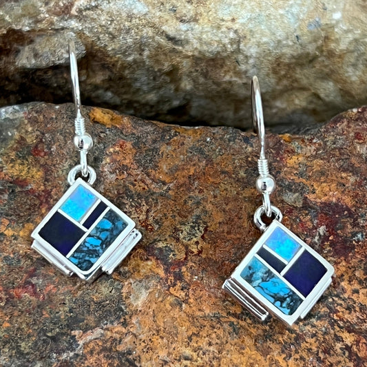 David Rosales Shalako Inlaid Sterling Silver Earrings