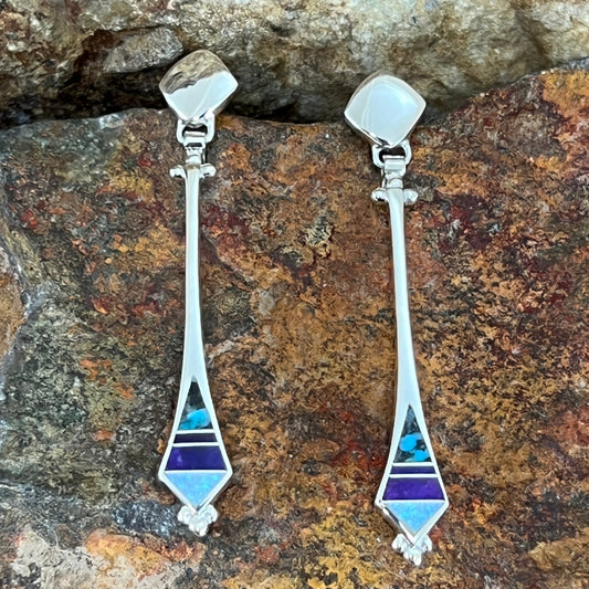 David Rosales Shalako Inlaid Sterling Silver Earrings