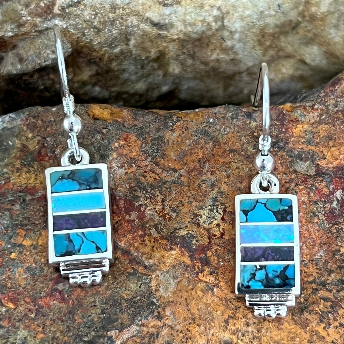 David Rosales Shalako Inlaid Sterling Silver Earrings