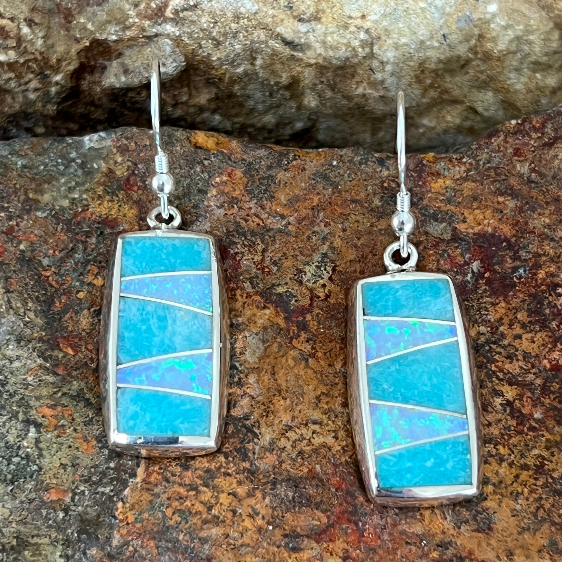 David Rosales Amazing Light Inlaid Sterling Silver Earrings