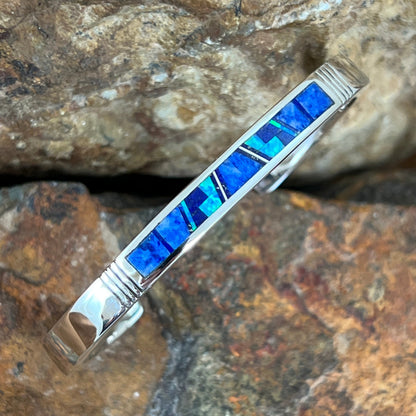 David Rosales Blue Sky Fancy Inlaid Sterling Silver Bracelet