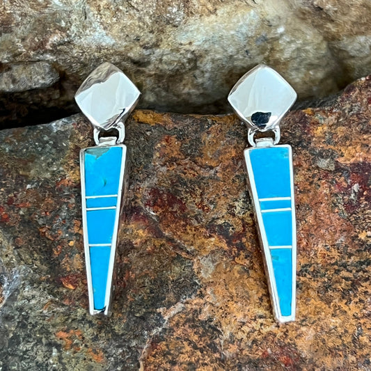 David Rosales Arizona Blue Inlaid Sterling Silver Earrings