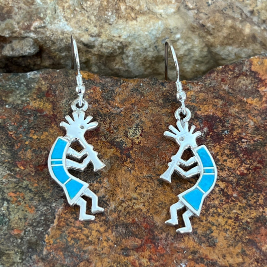 David Rosales Arizona Blue Sterling Silver Earrings Kokopelli