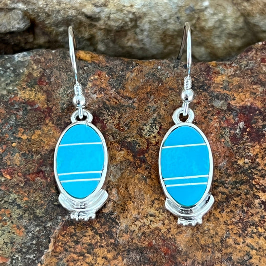 David Rosales Arizona Blue Inlaid Sterling Silver Earrings