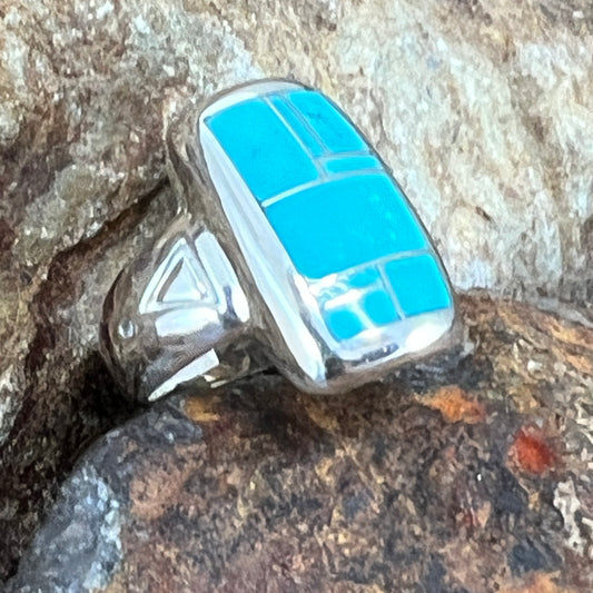 David Rosales Arizona Blue Inlaid Sterling Silver Ring