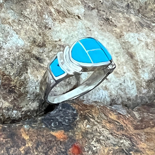 David Rosales Arizona Blue Inlaid Sterling Silver Ring