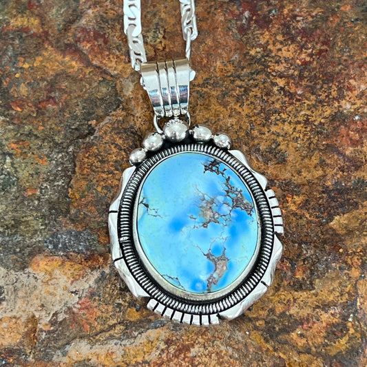 Sonoran Gold Turquoise Sterling Silver Pendant by Wil Denetdale