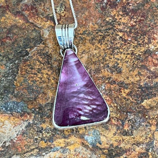 Purple Spiny Oyster Sterling Silver Pendant by Wil Denetdale