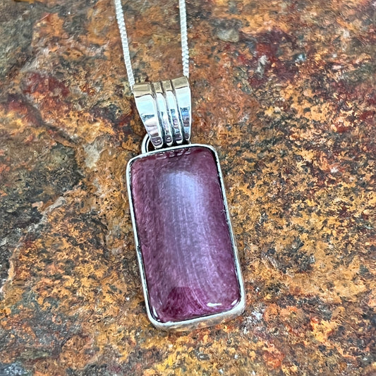 Purple Spiny Oyster Sterling Silver Pendant by Wil Denetdale