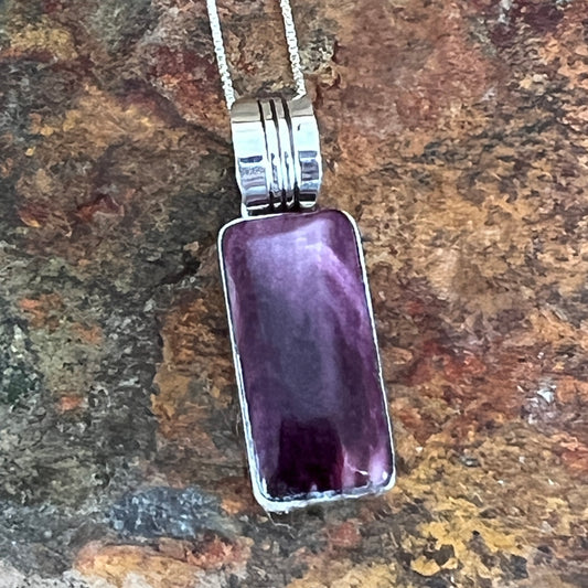 Purple Spiny Oyster Sterling Silver Pendant by Wil Denetdale