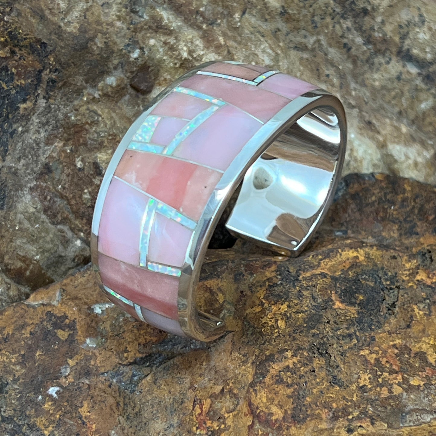 David Rosales Make Me Blush Inlaid Sterling Silver Bracelet