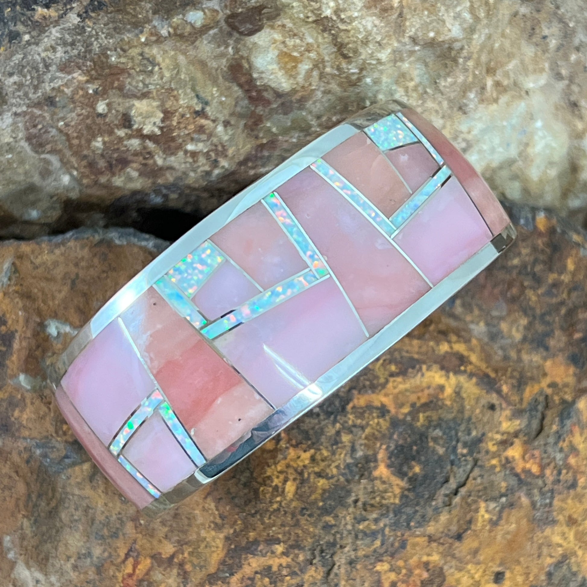 David Rosales Make Me Blush Inlaid Sterling Silver Bracelet