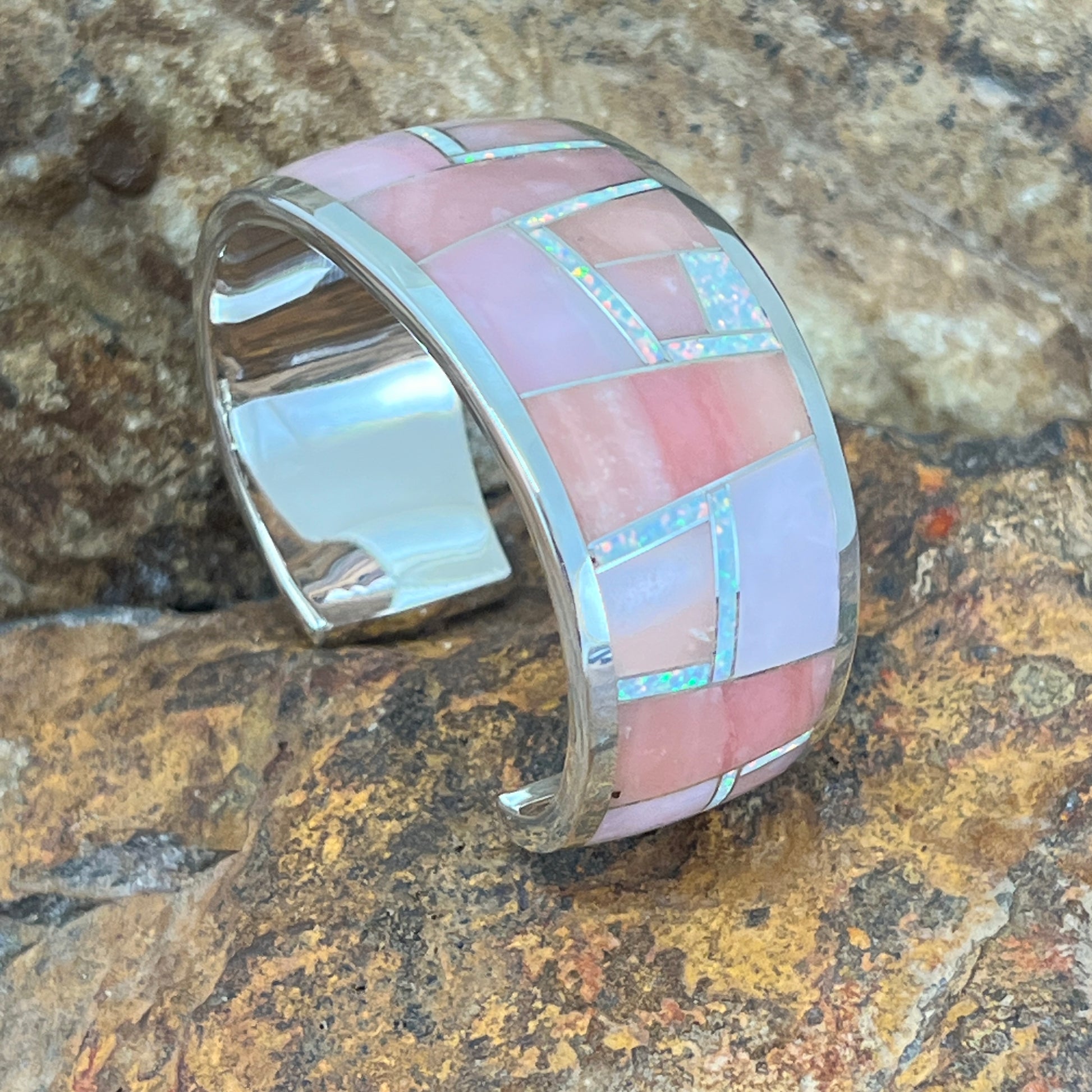 David Rosales Make Me Blush Inlaid Sterling Silver Bracelet