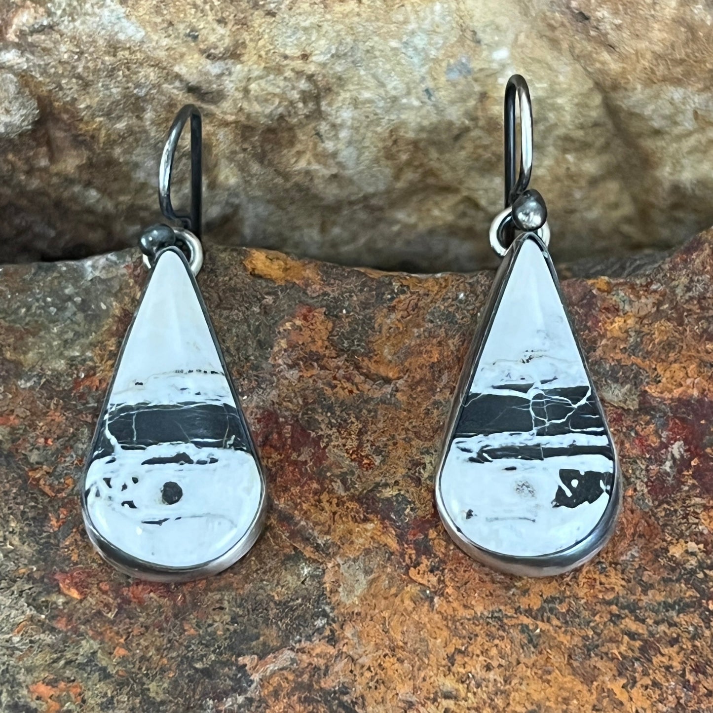 White Buffalo Sterling Silver Earrings