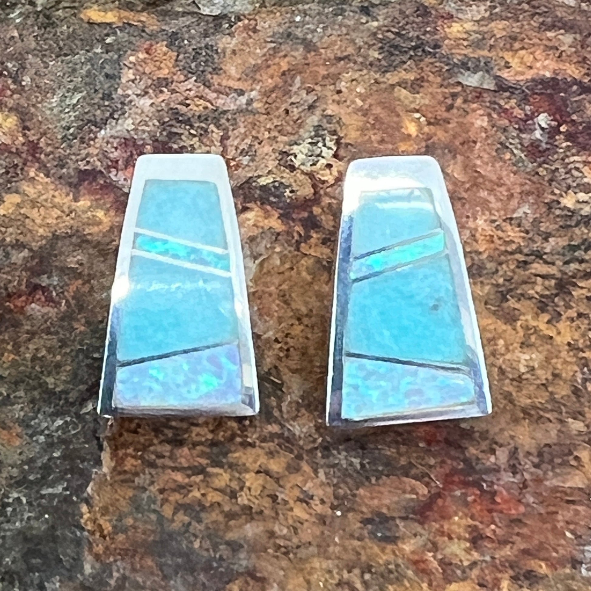 David Rosales Amazing Light Inlaid Sterling Silver Earrings