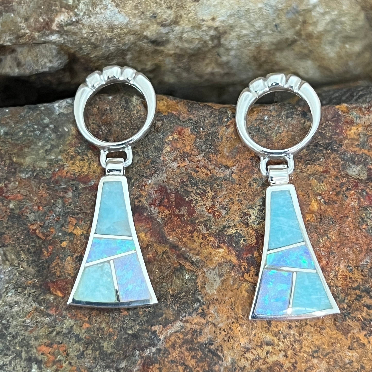 David Rosales Amazing Light Inlaid Sterling Silver Earrings