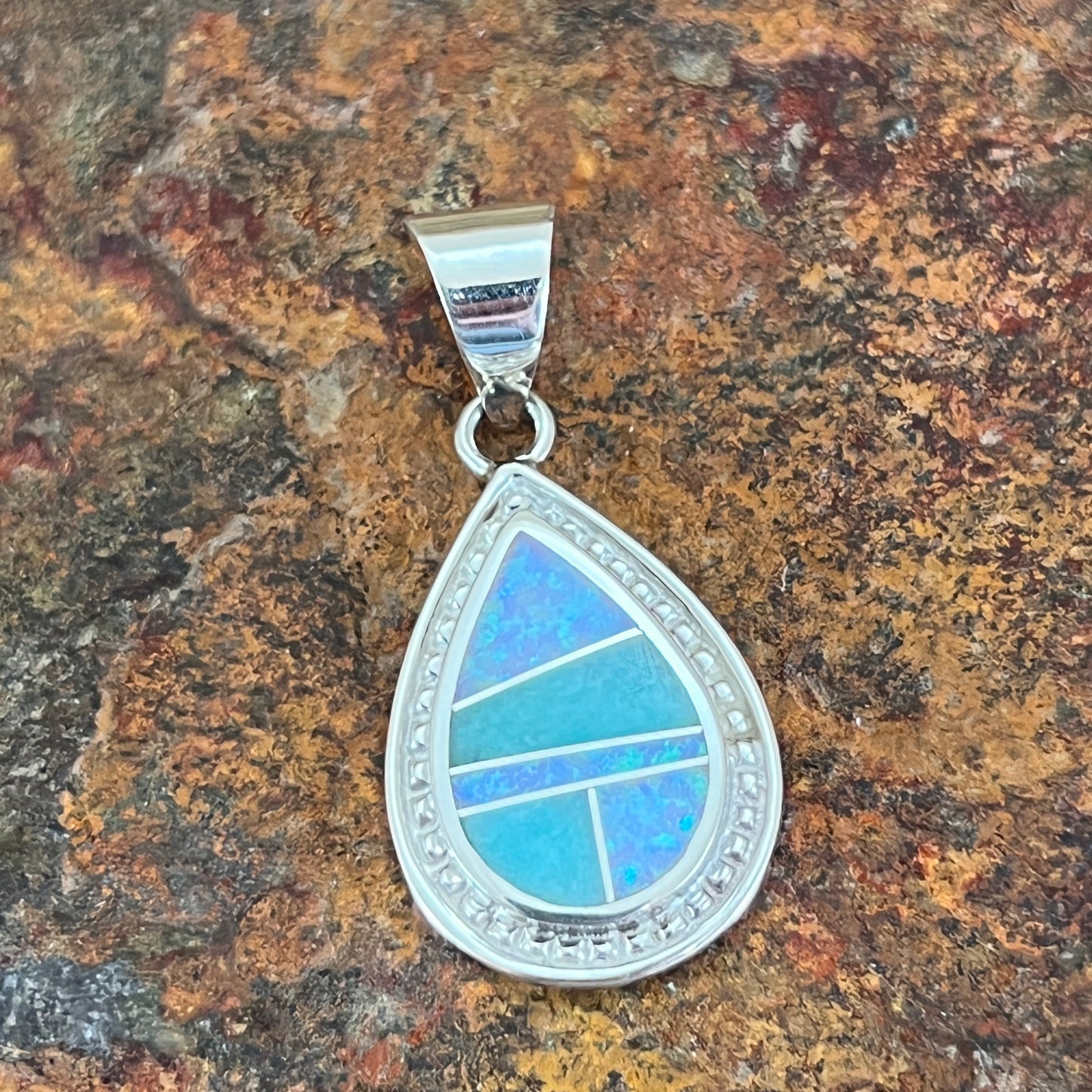 David Rosales Amazing Light Inlaid Sterling Silver Pendant